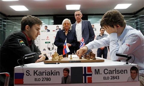 Карякин и Карлсен встретились в Бильбао лицом к лицу