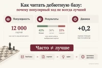 Как читать дебютную базу: частота ходов, результаты партий и оценка движка