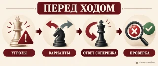 Проверка перед шахматным ходом: угрозы, варианты, ответ соперника и окончательная проверка