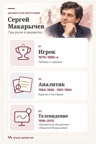Сергей Макарычев: турнирная карьера, аналитическая работа с Карповым и Каспаровым, шахматное телевидение