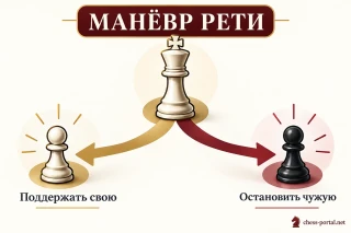 Манёвр Рети: два плана белого короля — поддержать свою пешку или остановить чёрную
