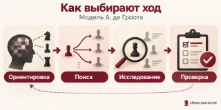Четыре стадии выбора шахматного хода по модели Адриана де Гроота
