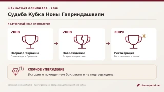 История Кубка Ноны Гаприндашвили: награда Украины в 2008 году, повреждение при перевозке, восстановление в 2009 году и неподтверждённая версия о бриллианте