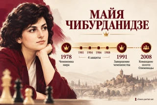 Майя Чибурданидзе — стилизованный портрет и хронология чемпионства с 1978 по 1991 год, четыре защиты титула и олимпийское золото 2008 года