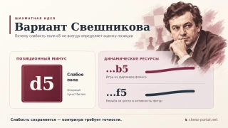 Вариант Свешникова: слабое поле d5 и планы контригры черных ...b5 и ...f5